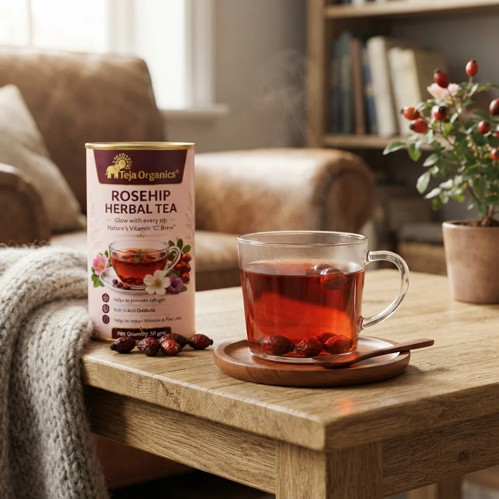 Rosehip Tea 50 gm | 100% Pure Rosehip Herbal Tea | Nature's Vitamin 'C' Brew | Helps to promote collagen | Rich in Anti Oxidants | Anti-Ageing | Helps to reduce Wrinkles & Fine Lines