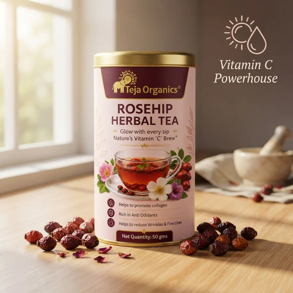 Rosehip Tea 50 gm | 100% Pure Rosehip Herbal Tea | Nature's Vitamin 'C' Brew | Helps to promote collagen | Rich in Anti Oxidants | Anti-Ageing | Helps to reduce Wrinkles & Fine Lines