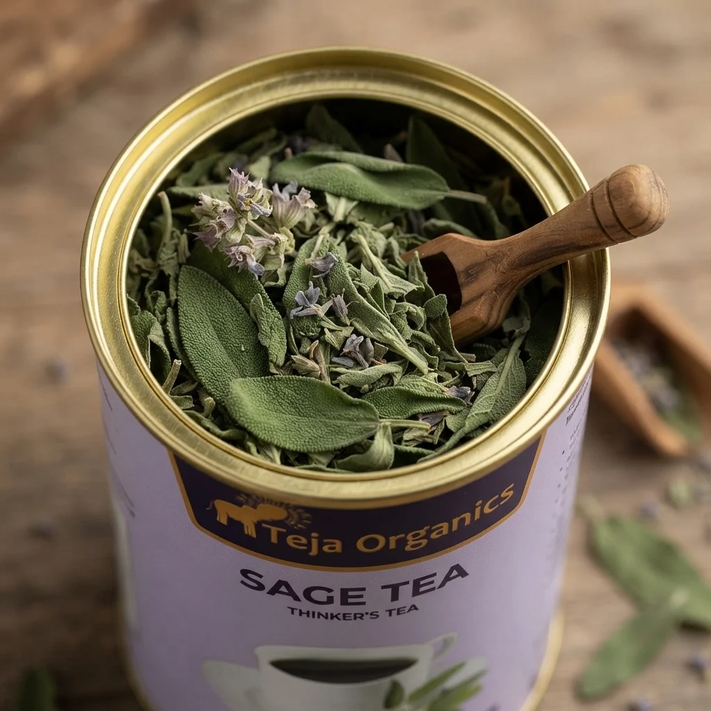 Sage Tea 50 gm | 100% Pure Sage Leaves | Caffeine Free Herbal Tea | Supports Digestion Memory Immunity