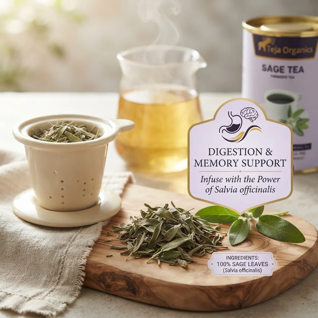 Sage Tea 50 gm | 100% Pure Sage Leaves | Caffeine Free Herbal Tea | Supports Digestion Memory Immunity