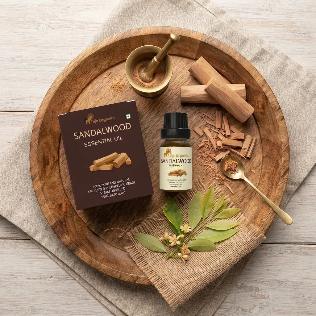 Sandalwood Essential Oil 15ml | 100% Pure & Natural | Warm, Woody, Soft & Sweet Fragrance | Reduces stress & promotes calmness | Skin Toner | Aromatherapy | Beauty and wellness  products