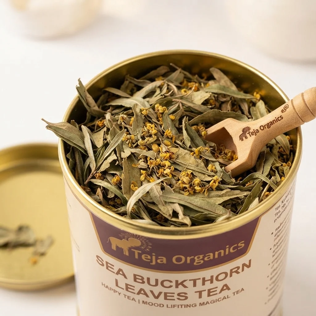 Sea Buckthorn Leaves Tea 50 gm | 100% Pure Herbal Tea | Caffeine Free | Antioxidant Rich | Supports Immunity Skin Health Digestion