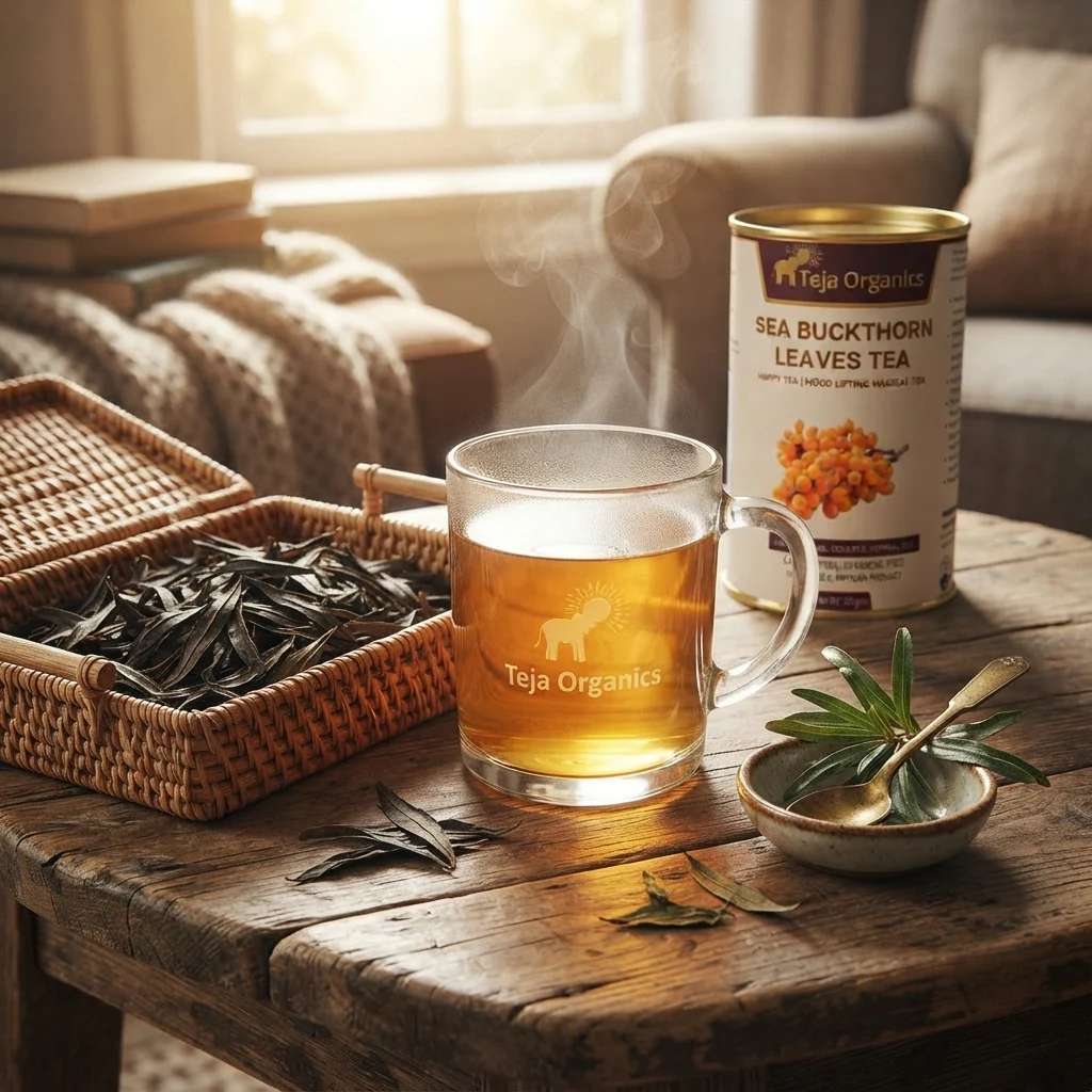 Sea Buckthorn Leaves Tea 50 gm | 100% Pure Herbal Tea | Caffeine Free | Antioxidant Rich | Supports Immunity Skin Health Digestion