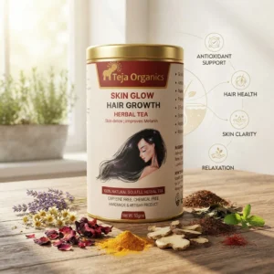 skin-glow-tea-hero-1784371298919.webp Skin Glow Tea 50 gm | Herbal Tea Blend | Caffeine Free | Supports Clear Glowing Skin Detox & Digestion | Improves melanin | Supports Hair Growth