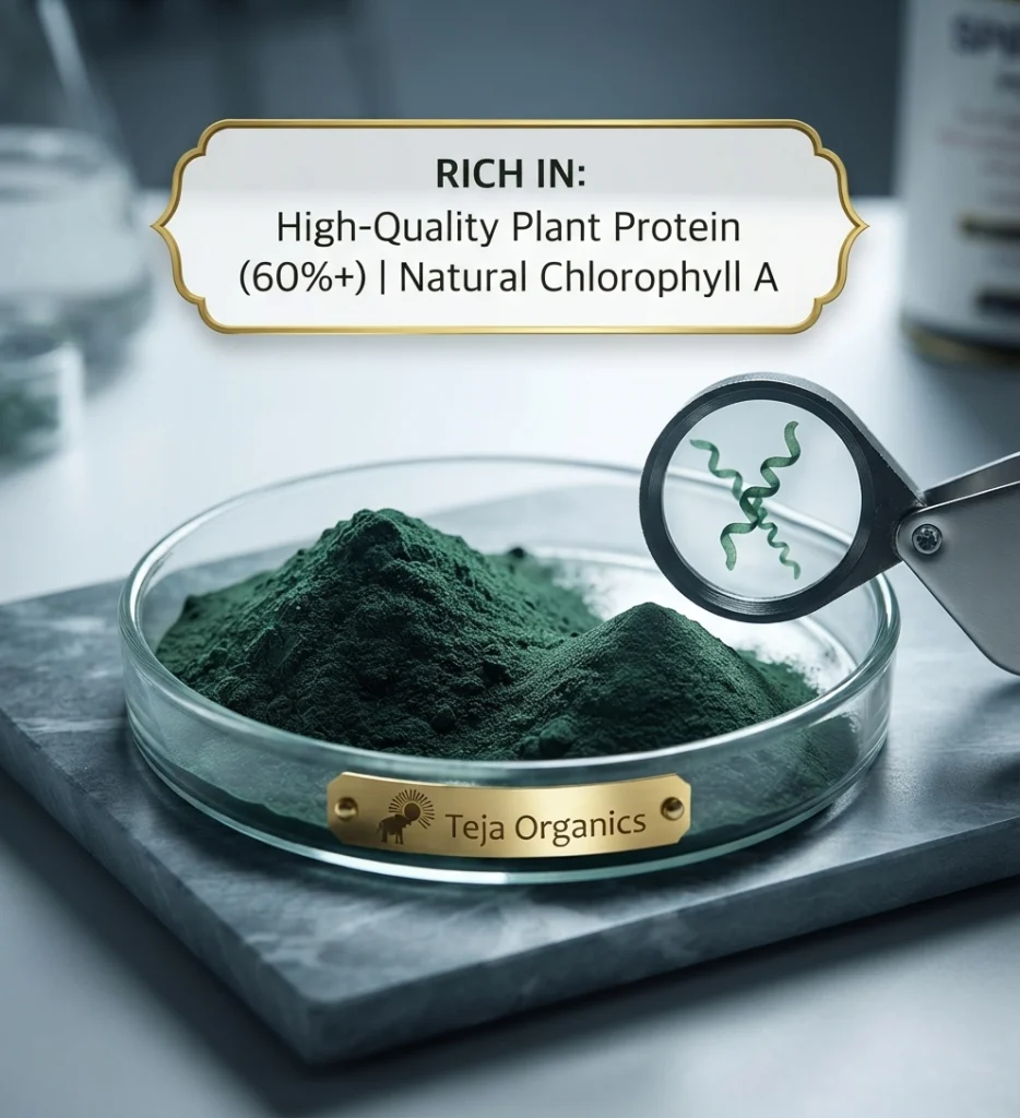 spirulina-powder-gallery3-1784370364812.webp Spirulina Powder | 100% Natural Superfood | High Concentration Of Protien And Chlorophyl | Rich in Plant Protein, Vitamins & Minerals | Supports Daily Nutrition & Wellness