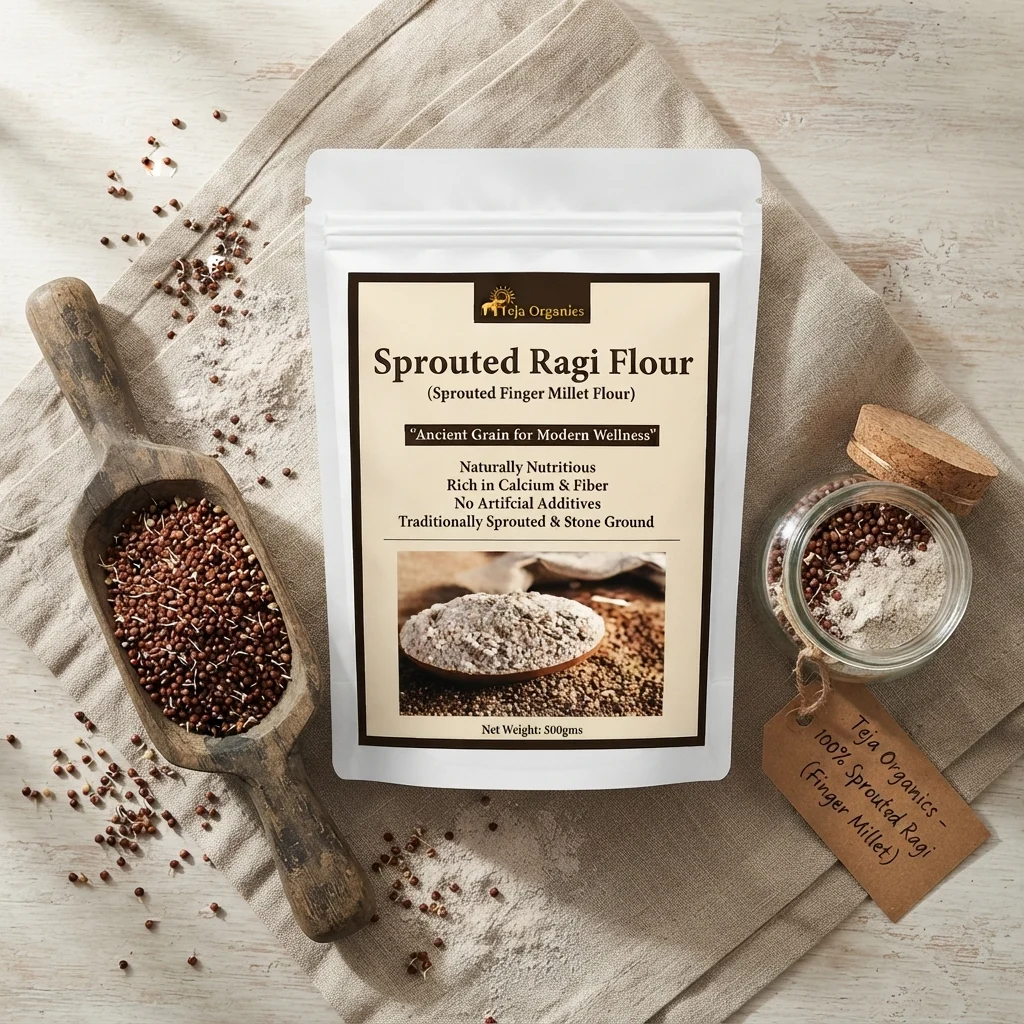 Sprouted Ragi Flour (Sprouted Finger Millet Flour) 500 gms