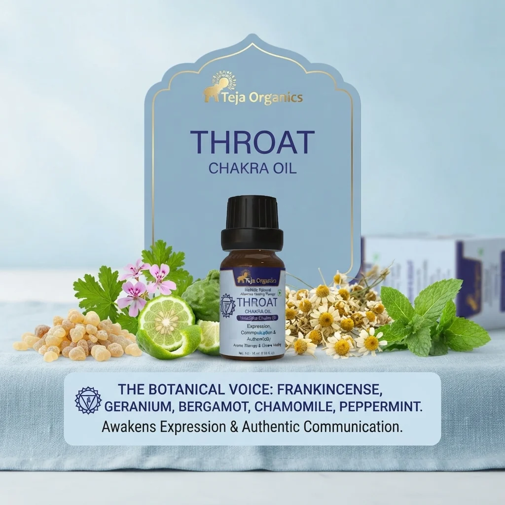 Throat Chakra Oil (Vishuddha Chakra) 15 ml | Aromatherapy Essential Oil Blend for Expression, Communication & Authenticity | External Use