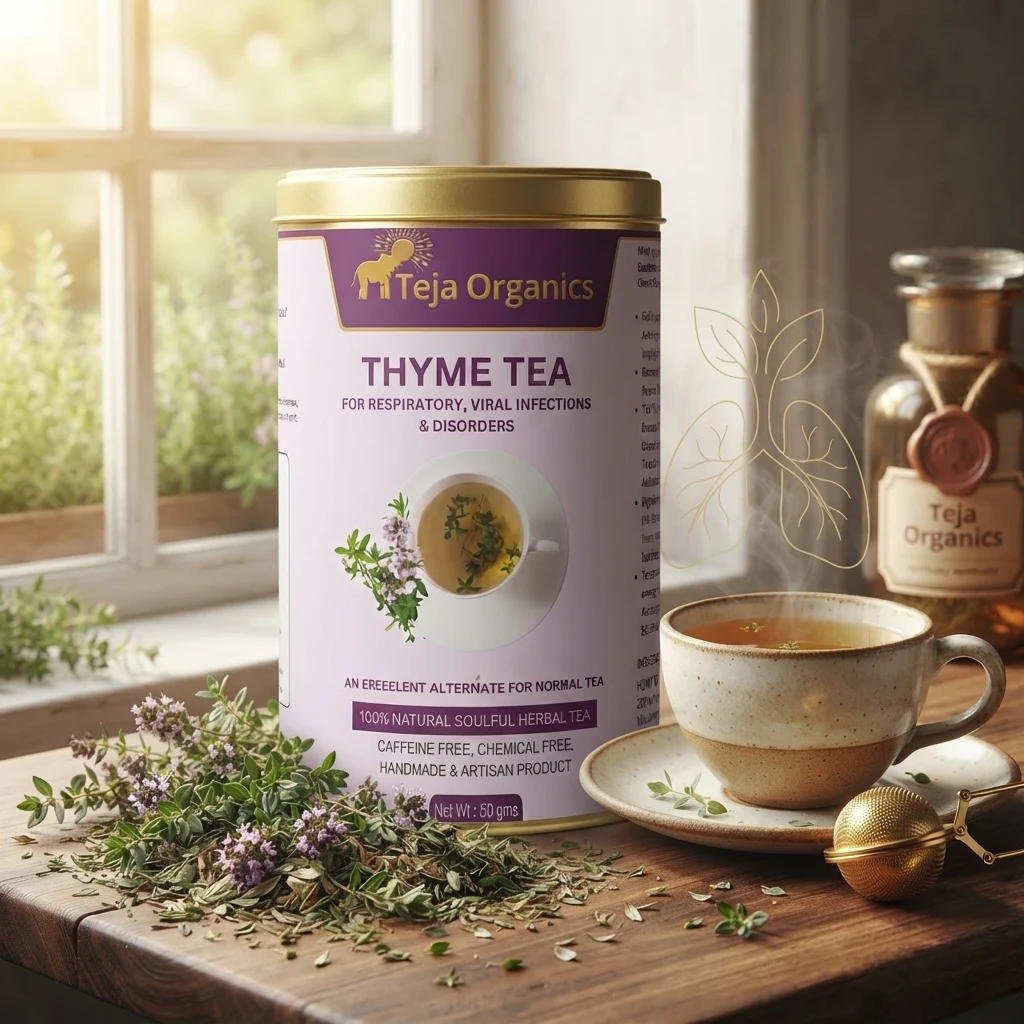 Thyme Tea 50 gm | 100% Pure Thyme Leaves | Caffeine Free Herbal Tea | Support respiratory wellness and throat comfort | Excellent alternative to normal tea