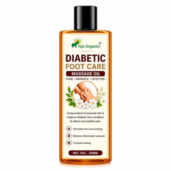 Diabetic Foot-Care Massage Oil | Helps to Improve Diabetic foot condition  | Helps to relieve neuropathic pain | Relieves Neuropathy Symptoms Tingling, Pricking, Burning, Numbness, Sharp Pain Infections and Balancing issues | Supports Nerve Regeneration |  Non-Sticky & Fast Absorbing | Chemical Free, Paraben Free - 200ml