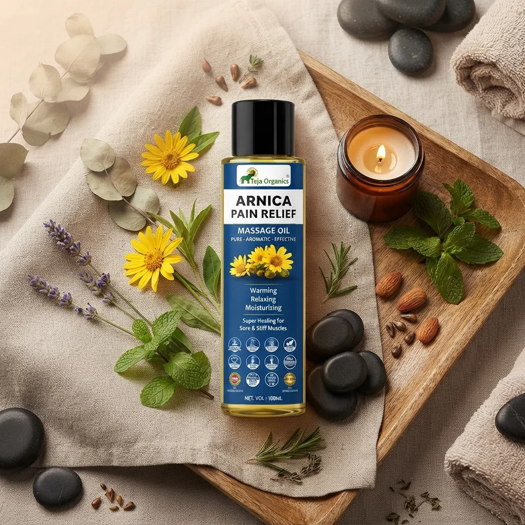 Arnica Pain Relief Massage Oil 100ml | Known as a panacea for all forms of pain | Supports Joint & Muscle Comfort | Healing for Sore & Stiff Muscles | Relief from Joint, Knee, Back, Wrist, Ankle, Foot and Neck Pain | Frozen Shoulders, Muscle Pains, Sprains and Spasms | Useful for Sports/ Athletic persons as Massage Oil.