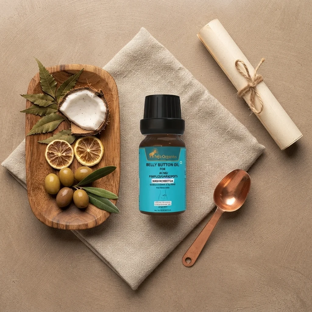 belly-button-oil-for-acne-gallery3-candidate-1786043628 Belly Button Oil for Acne Pimples Dark Spots 15 ml | Nabhi Oil Herbal Blend | Support clear skin, reduce blemishes, and improve skin texture.