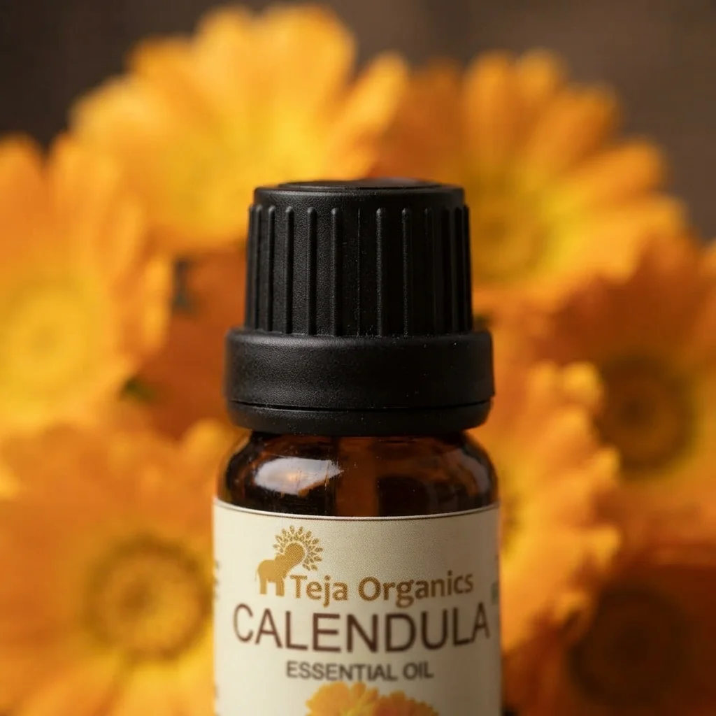 calendula-eo-gallery1-candidate-1786015690 Calendula Essential Oil 15ml | 100% Pure Natural Oil | Soothing, hydrating, and skin-repairing | Ideal for sensitive skin | Relief from Acne, Eczema, Psoriasis, Rosacea, Rashes | Skin hydration | Fairness | Useful in Diffusers, Bath Oil, Massage | Aromatherapy