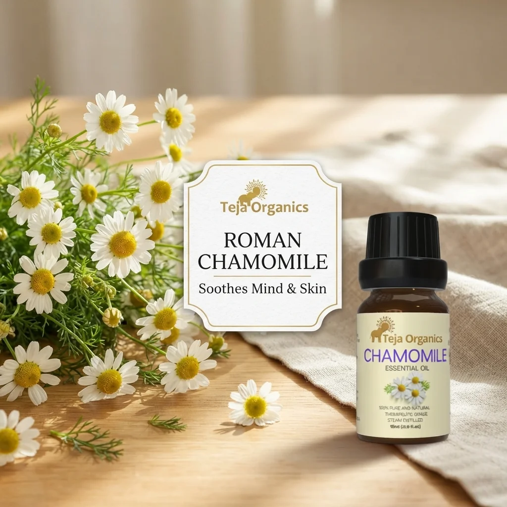 Chamomile Essential Oil 15ml |  Sweet, Floral and Herbaceous scent | Moisturizing | Soothing, Calming and Relaxing | Induces sleep | Eases pains and Ache | Good for sensitive and Dry skin