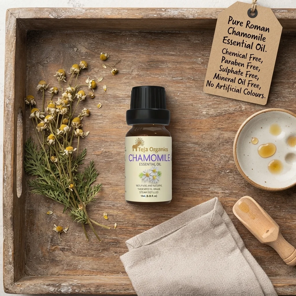 Chamomile Essential Oil 15ml |  Sweet, Floral and Herbaceous scent | Moisturizing | Soothing, Calming and Relaxing | Induces sleep | Eases pains and Ache | Good for sensitive and Dry skin