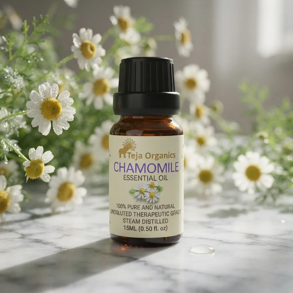Chamomile Essential Oil 15ml |  Sweet, Floral and Herbaceous scent | Moisturizing | Soothing, Calming and Relaxing | Induces sleep | Eases pains and Ache | Good for sensitive and Dry skin