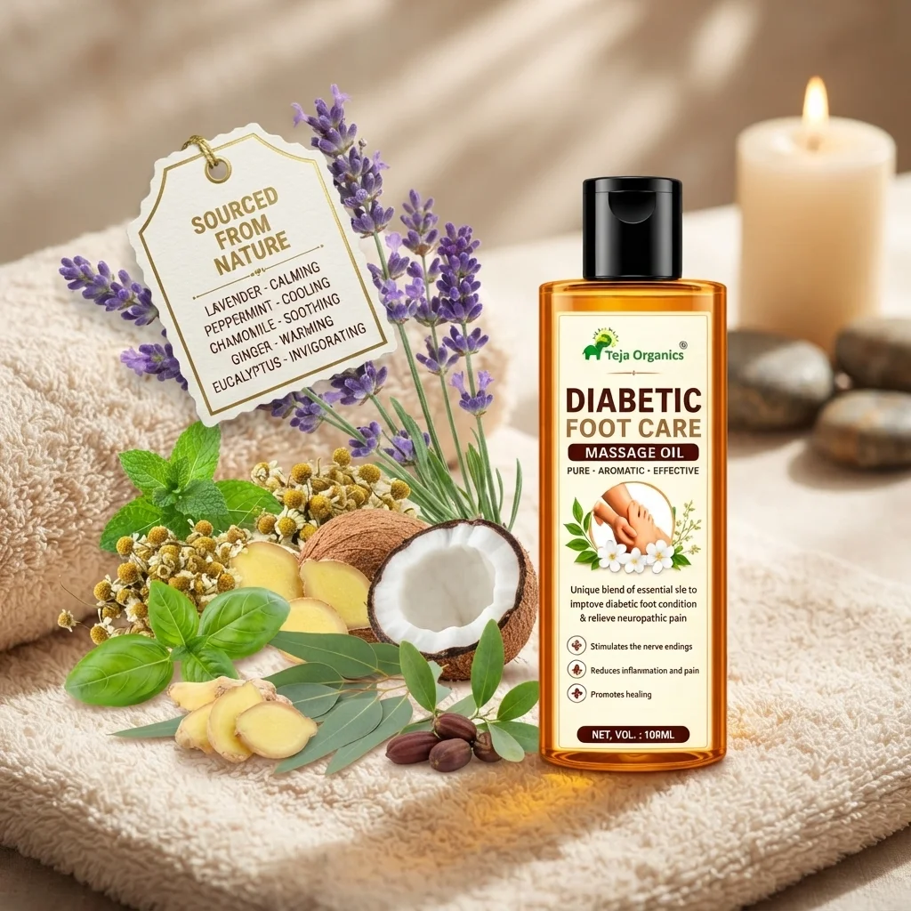 diabetic-foot-care-massage-oil-gallery2-candidate-1786038363 Diabetic Foot-Care Massage Oil | Helps to Improve Diabetic foot condition | Helps to relieve neuropathic pain | Relieves Neuropathy Symptoms Tingling, Pricking, Burning, Numbness, Sharp Pain Infections and Balancing issues | Supports Nerve Regeneration | Non-Sticky & Fast Absorbing | Chemical Free, Paraben Free