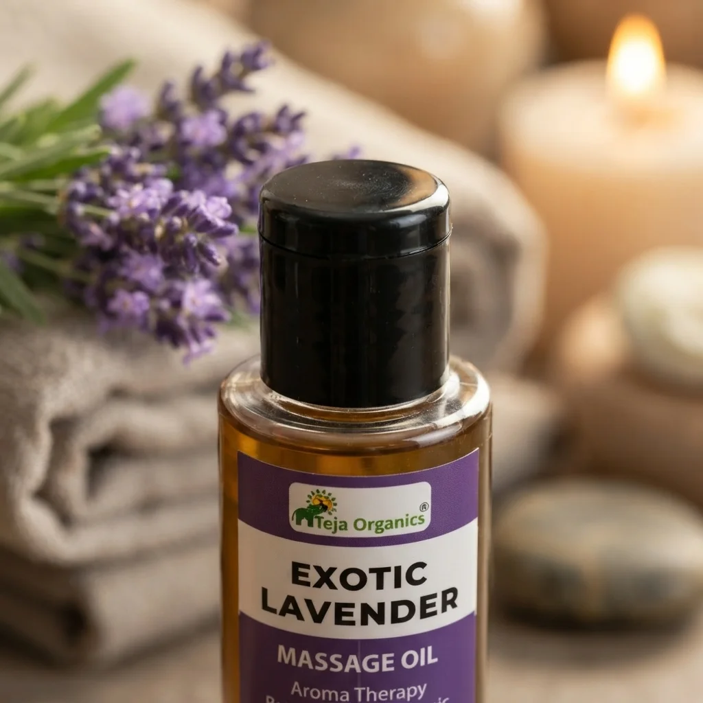 Exotic Lavender Massage Oil 100ml | Aromatherapy Body Massage Oil for Relaxation & Stress Relief | Gentle , Deeply Nourshing, Moisturizing & Soothing | Improves Sleep Quality | Non-Sticky & Fast Absorbing