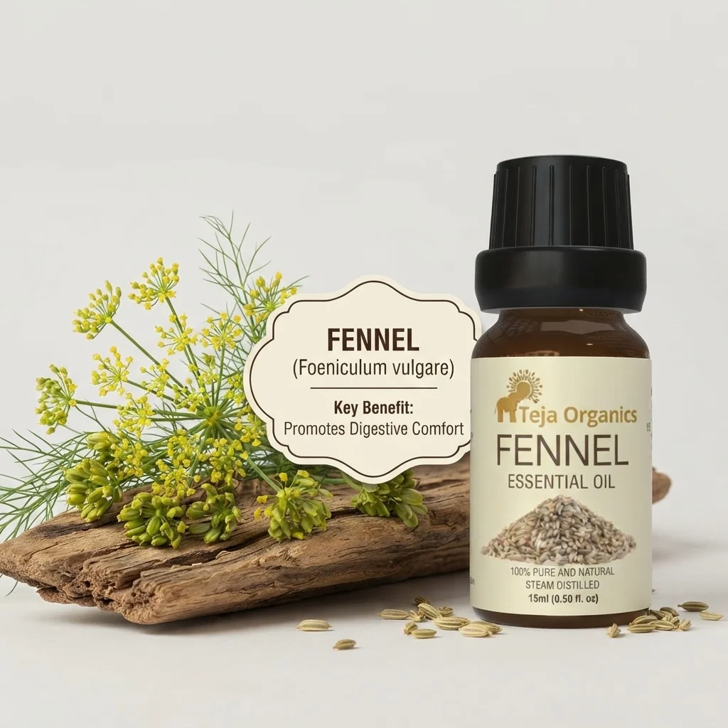 Fennel Essential Oil 15ml | Gentle, Aromatic & Calming | Digestive support | Relief from flatulence & Constipation | Reduces bad breath | Skin care, Hair care | Aromatherapy