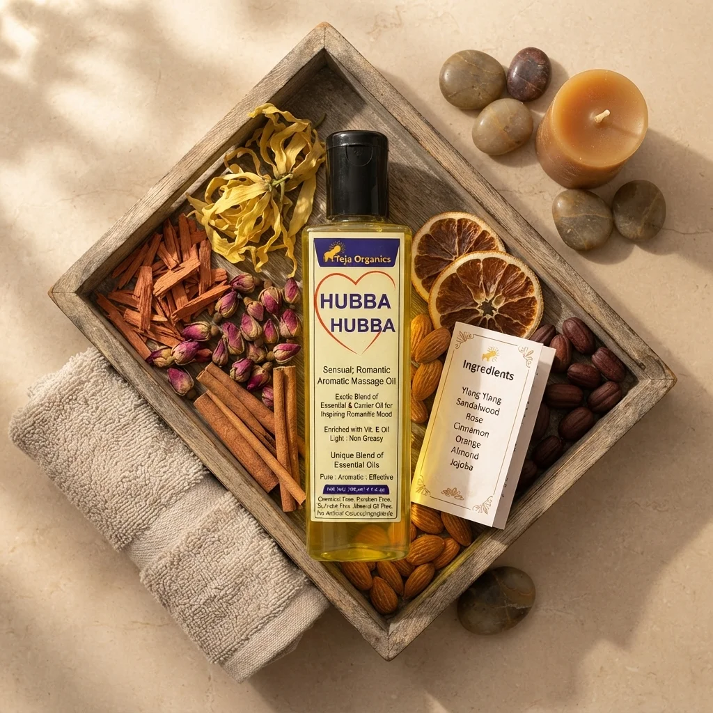 Hubba Hubba Massage Oil 200ml | Romantic Body Massage Oil  |  Helps unwind and feel refreshed | Gives tingling, Stimulates circulation add Sensation | Rekindles passion | Non Greasy,  Non Sticky & Fast Absorbing