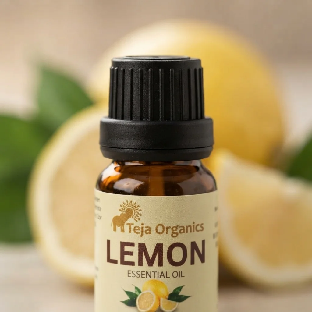 Lemon Essential Oil 15ml | Fresh and energizing | Ideal for boosting mood, refreshing spaces | Skincare | Hair care | Massage, Diffuser,  Natural Deodorizer, Gives Respiratory Support / Natural Disinfectant | Removes stains, Insect Repellent | Home wellness products