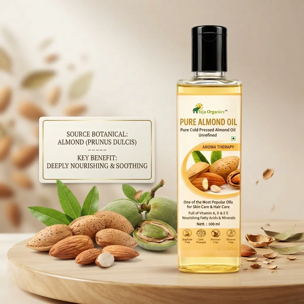 Pure Almond Oil 100ml | Pure Almond Oil | Cold-pressed Unrefined | One of the most popular oils for Skin & Hair care | Full of Vitamin A, D & E | Nourishing Fatty Acids & Minerals