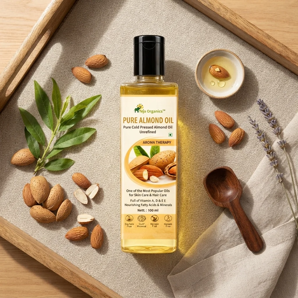 Pure Almond Oil 100ml | Pure Almond Oil | Cold-pressed Unrefined | One of the most popular oils for Skin & Hair care | Full of Vitamin A, D & E | Nourishing Fatty Acids & Minerals