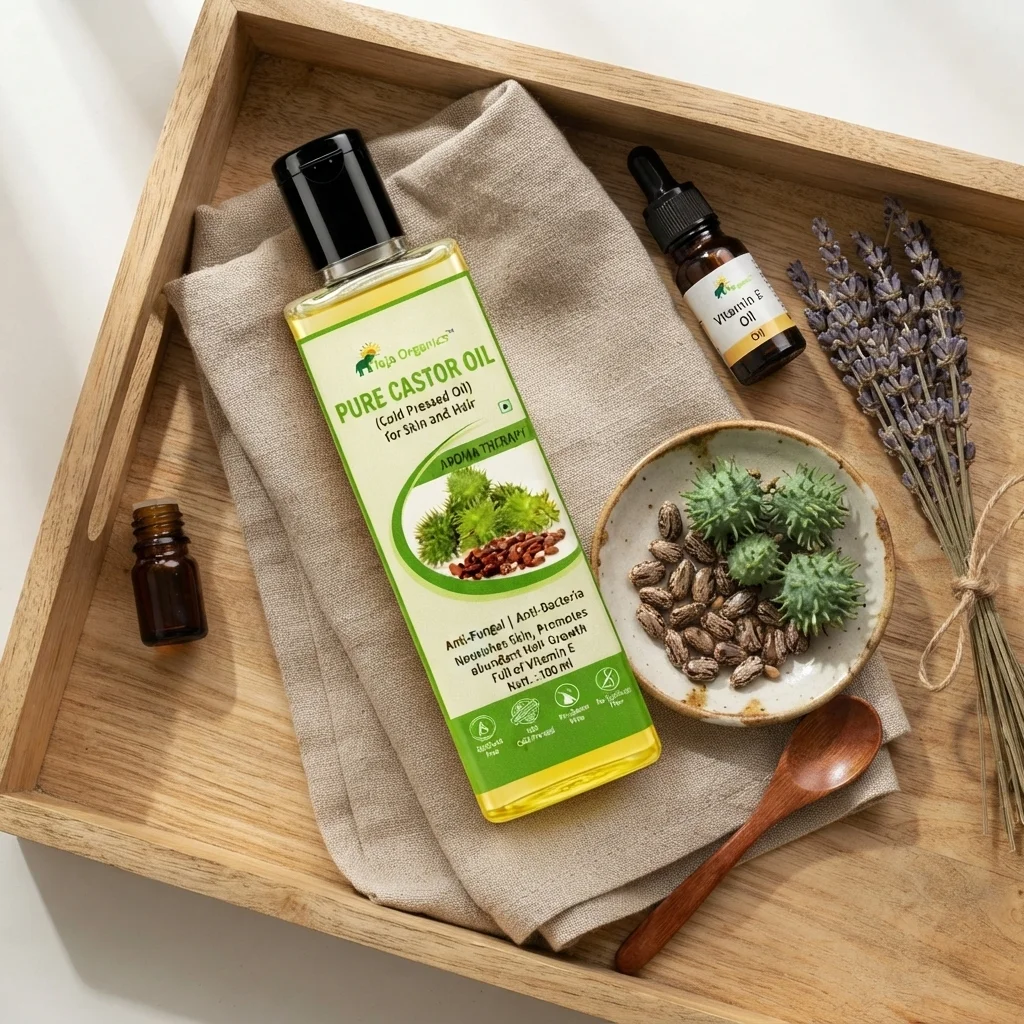 Pure Castor Oil | Cold-pressed Unrefined | Skin and Hair Care | Anti-Fungal | Anti-Bacterial Nourishes Skin, Promotes abundant Hair Growth Full of Vitamin E |