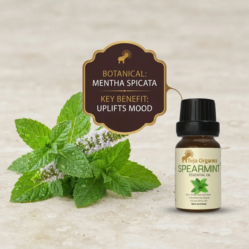 Spearmint Essential Oil 15ml | Fresh, Sweet, Minty, Vibrant, Aroma, Natural cooling |  Provides instant freshness | Skin/Hair care | Aromatherapy