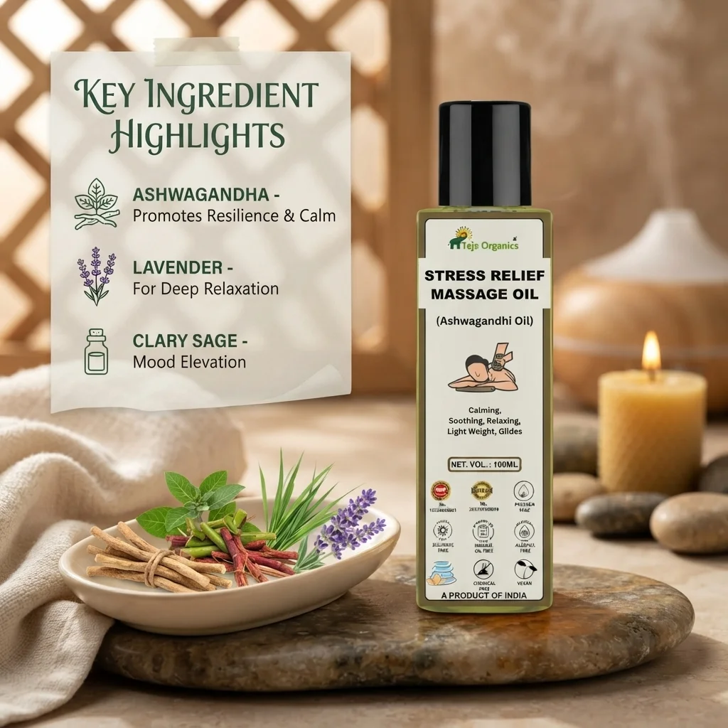 stress-relief-massage-oil-100ml-gallery2-candidate-1786039355 Stress Relief Massage Oil 100ml | Stress buster | Unwinding | Calming, Soothing, Relaxing | Reduces anxiety | Supports Sleep Quality | Relief from Vata disorders | Best for evening or bedtime massage