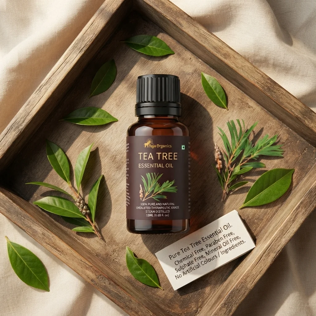 Tea Tree Essential Oil 15ml | 100% Pure Natural Oil | Acne care | Skin | Helps reduce pimples & blemishes appearance | Cleanser | Scalp & Dandruff Care | Aromatherapy | Home Wellness Use