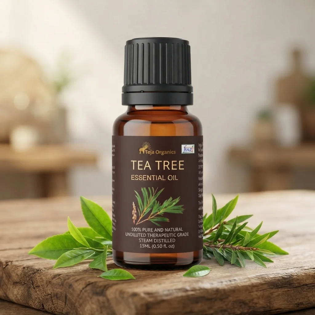 Tea Tree Essential Oil 15ml | 100% Pure Natural Oil | Acne care | Skin | Helps reduce pimples & blemishes appearance | Cleanser | Scalp & Dandruff Care | Aromatherapy | Home Wellness Use