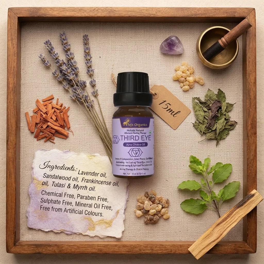 Third Eye Chakra Oil (Ajna Chakra) 15 ml | Aromatherapy Essential Oil Blend for Sense of Compassion, Inner Peace, Confidence | External Use