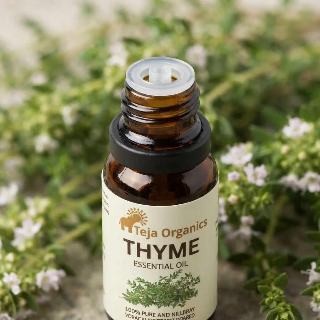 Thyme Essential Oil 15ml | Fresh spicy herbal scent | Natural decongestant | Upper Respiratory Relief | Treatment of alopecia [small patches of hair loss] | Steam inhalation, Bath, Massage oil, Mouth wash | Aromatherapy