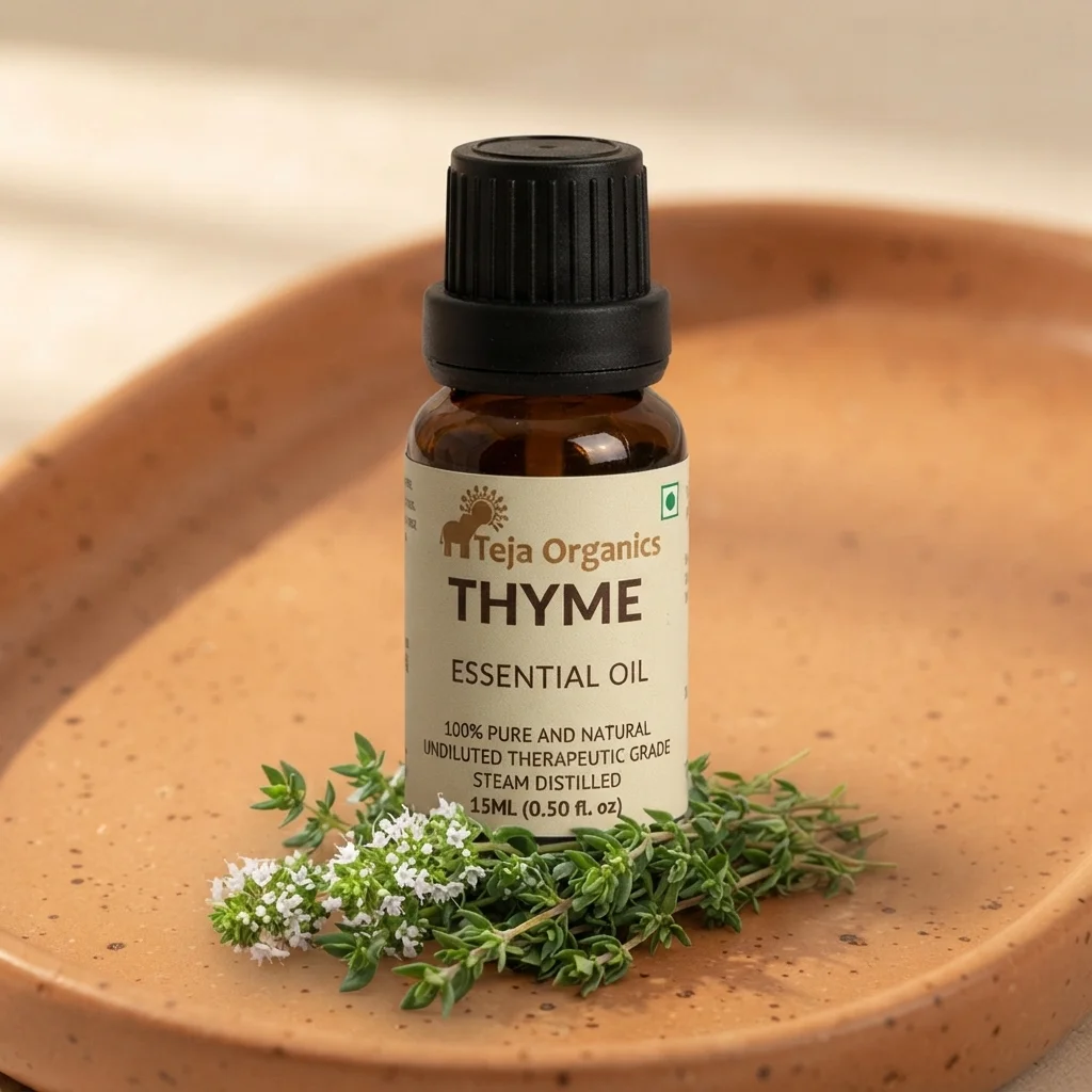Thyme Essential Oil 15ml | Fresh spicy herbal scent | Natural decongestant | Upper Respiratory Relief | Treatment of alopecia [small patches of hair loss] | Steam inhalation, Bath, Massage oil, Mouth wash | Aromatherapy