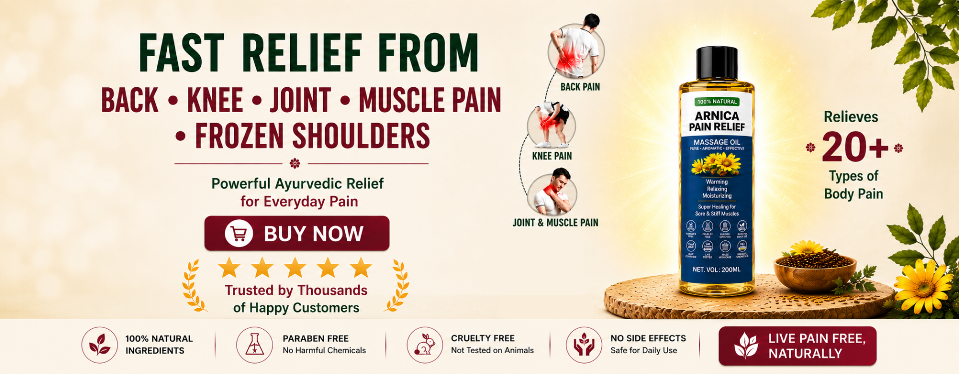 Arnica Pain Relief Massage Oil - Teja Organics