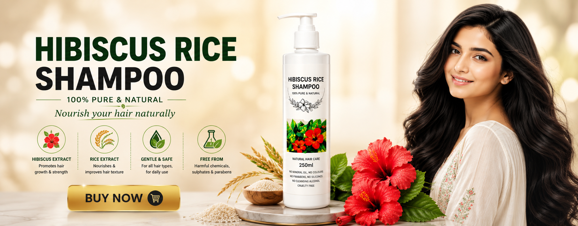 Hibiscus Rice Shampoo - Teja Organics