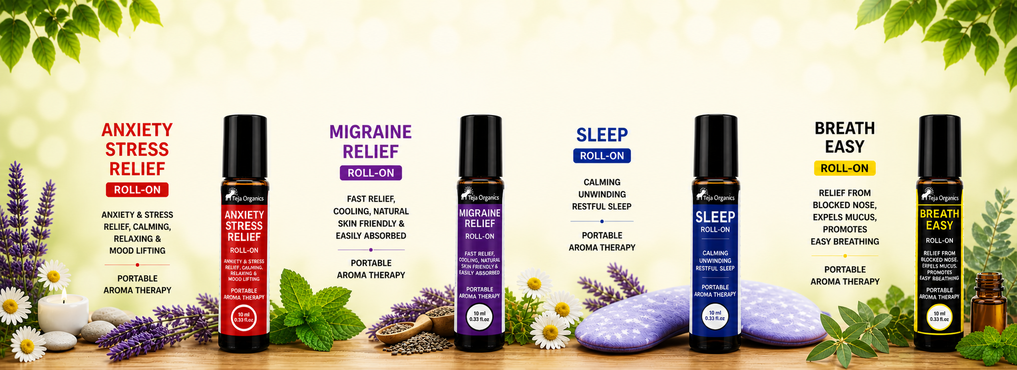 Aromatherapy Roll-Ons - Teja Organics